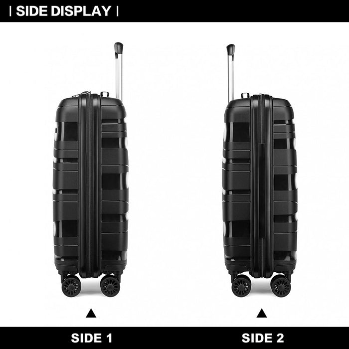 2-Piece Lightweight Polypropylene Hard Shell Suitcase Set with Vanity Case – 14/20-Inch – Black