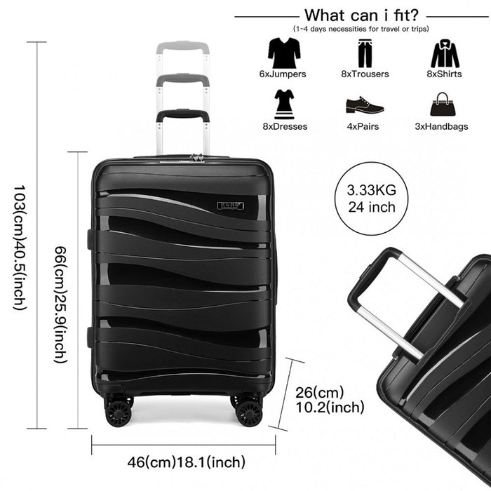 Lightweight Polypropylene Hard Shell Suitcase with TSA Lock – 24-Inch – Black