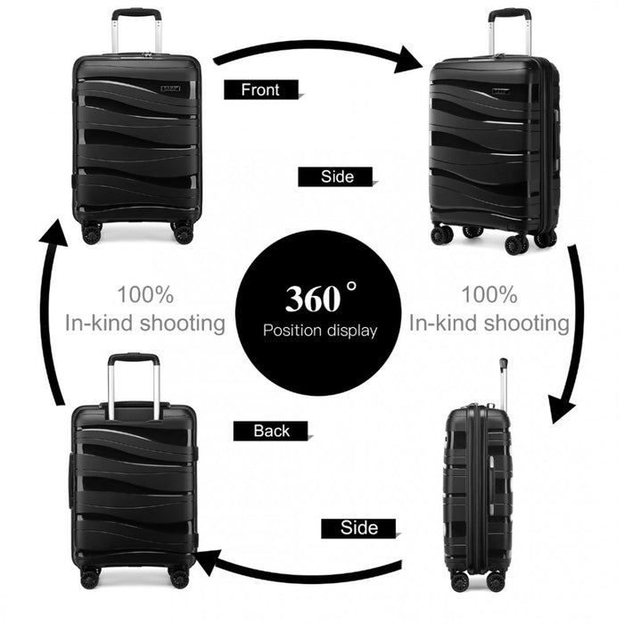 Lightweight Polypropylene Hard Shell Suitcase with TSA Lock – 24-Inch – Black