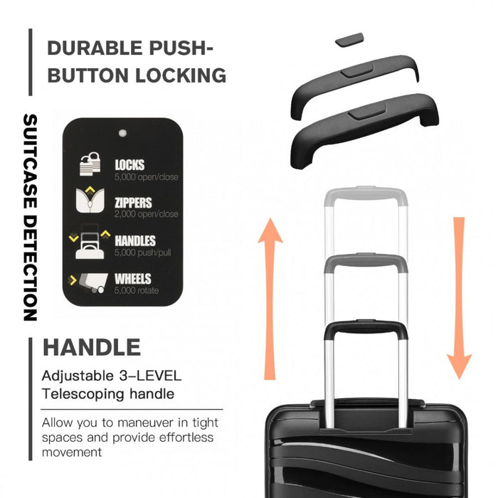 Lightweight Polypropylene Hard Shell Suitcase with TSA Lock – 28-Inch – Black