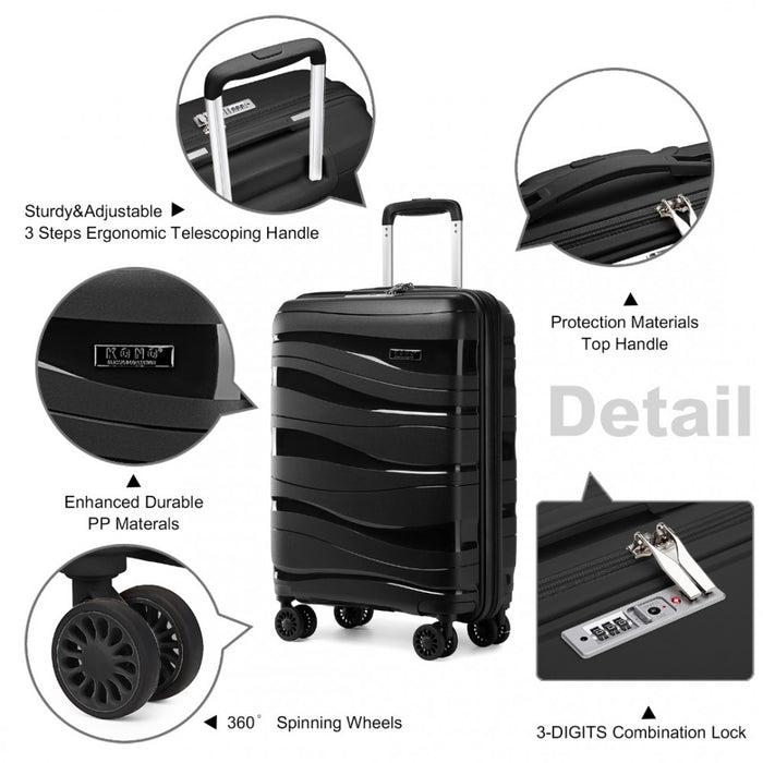Lightweight Polypropylene Hard Shell Suitcase with TSA Lock – 24-Inch – Black