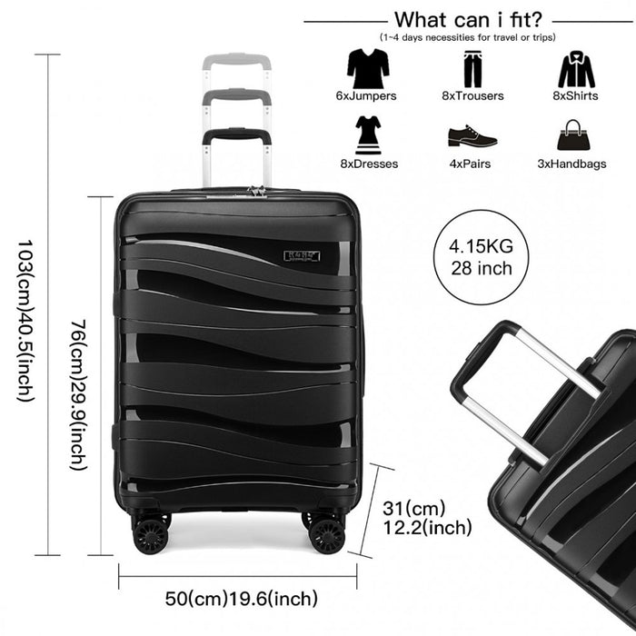 Lightweight Polypropylene Hard Shell Suitcase with TSA Lock – 28-Inch – Black