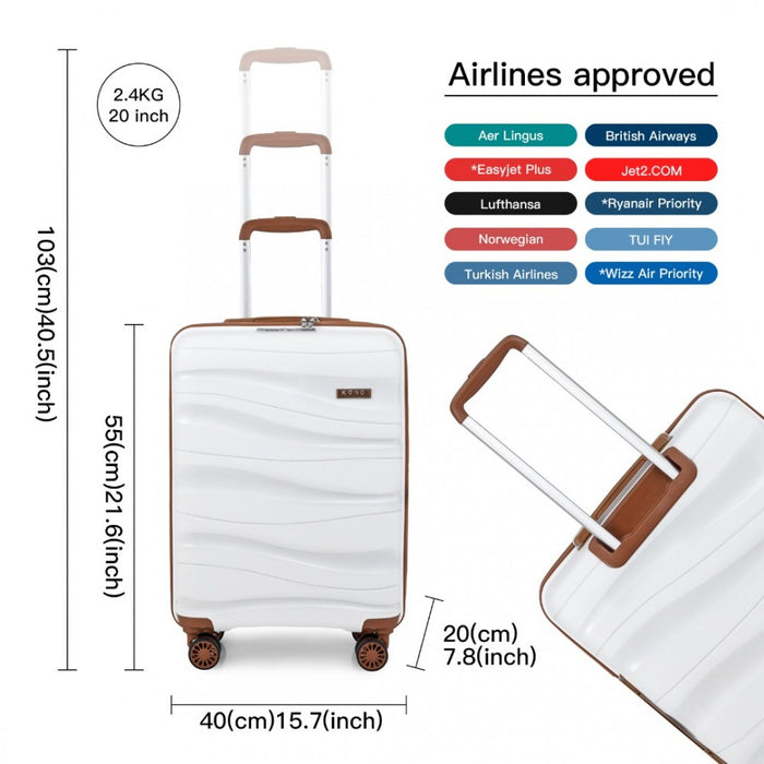 Lightweight Polypropylene Hard Shell Suitcase with TSA Lock – 20-Inch – Cream