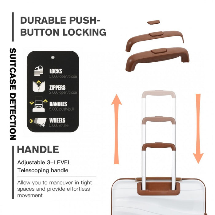 Lightweight Polypropylene Hard Shell Suitcase with TSA Lock – 24-Inch – Cream