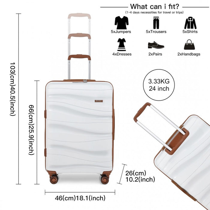 Lightweight Polypropylene Hard Shell Suitcase with TSA Lock – 24-Inch – Cream