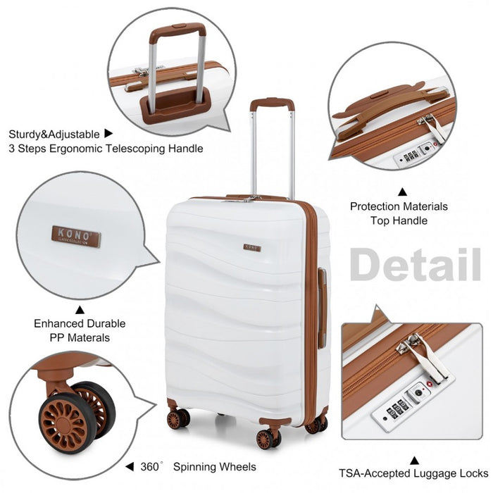 Lightweight Polypropylene Hard Shell Suitcase with TSA Lock – 28-Inch – Cream