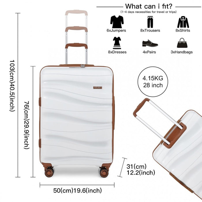 Lightweight Polypropylene Hard Shell Suitcase with TSA Lock – 28-Inch – Cream