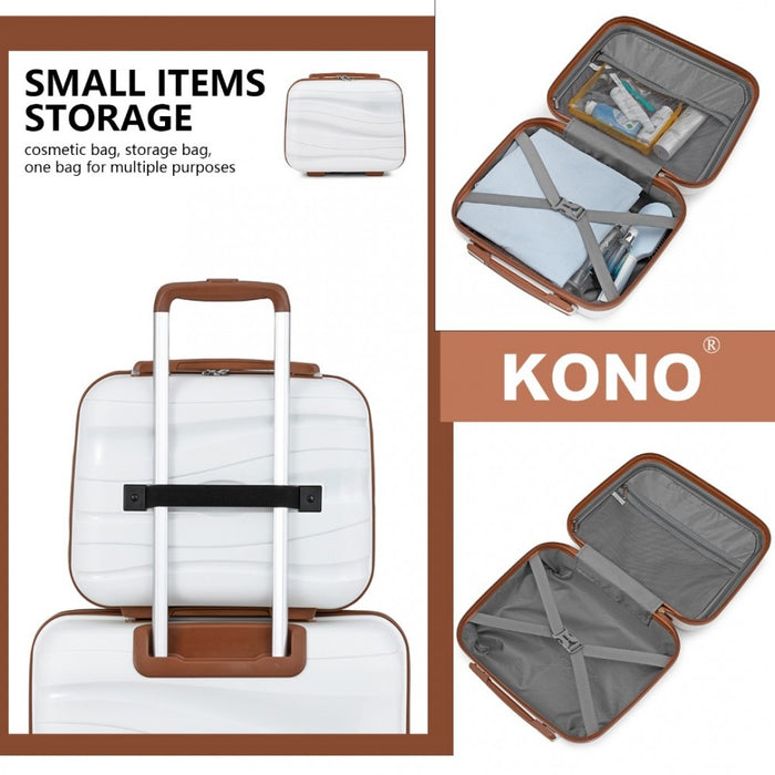 4-Piece Lightweight Polypropylene Hard Shell Suitcase Set with TSA Lock and Vanity Case – Cream