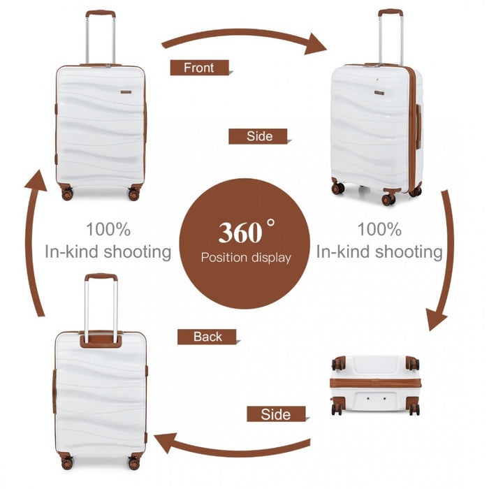4-Piece Lightweight Polypropylene Hard Shell Suitcase Set with TSA Lock and Vanity Case – Cream