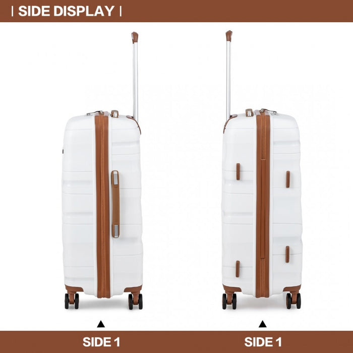 4-Piece Lightweight Polypropylene Hard Shell Suitcase Set with TSA Lock and Vanity Case – Cream