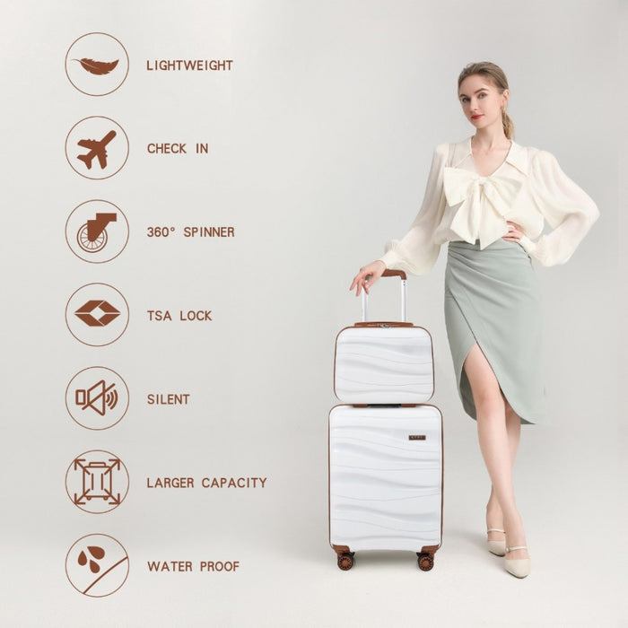 4-Piece Lightweight Polypropylene Hard Shell Suitcase Set with TSA Lock and Vanity Case – Cream