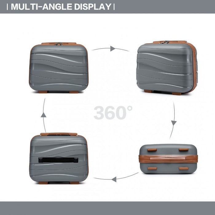 4-Piece Lightweight Polypropylene Hard Shell Suitcase Set with Vanity Case – Grey and Brown