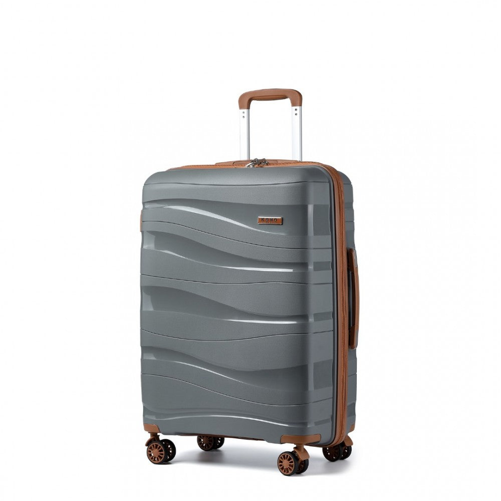 Lightweight Polypropylene Hard Shell Suitcase with TSA Lock – 24-Inch – Grey and Brown