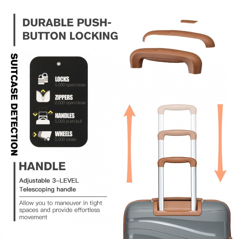 Lightweight Polypropylene Hard Shell Suitcase with TSA Lock – 24-Inch – Grey and Brown