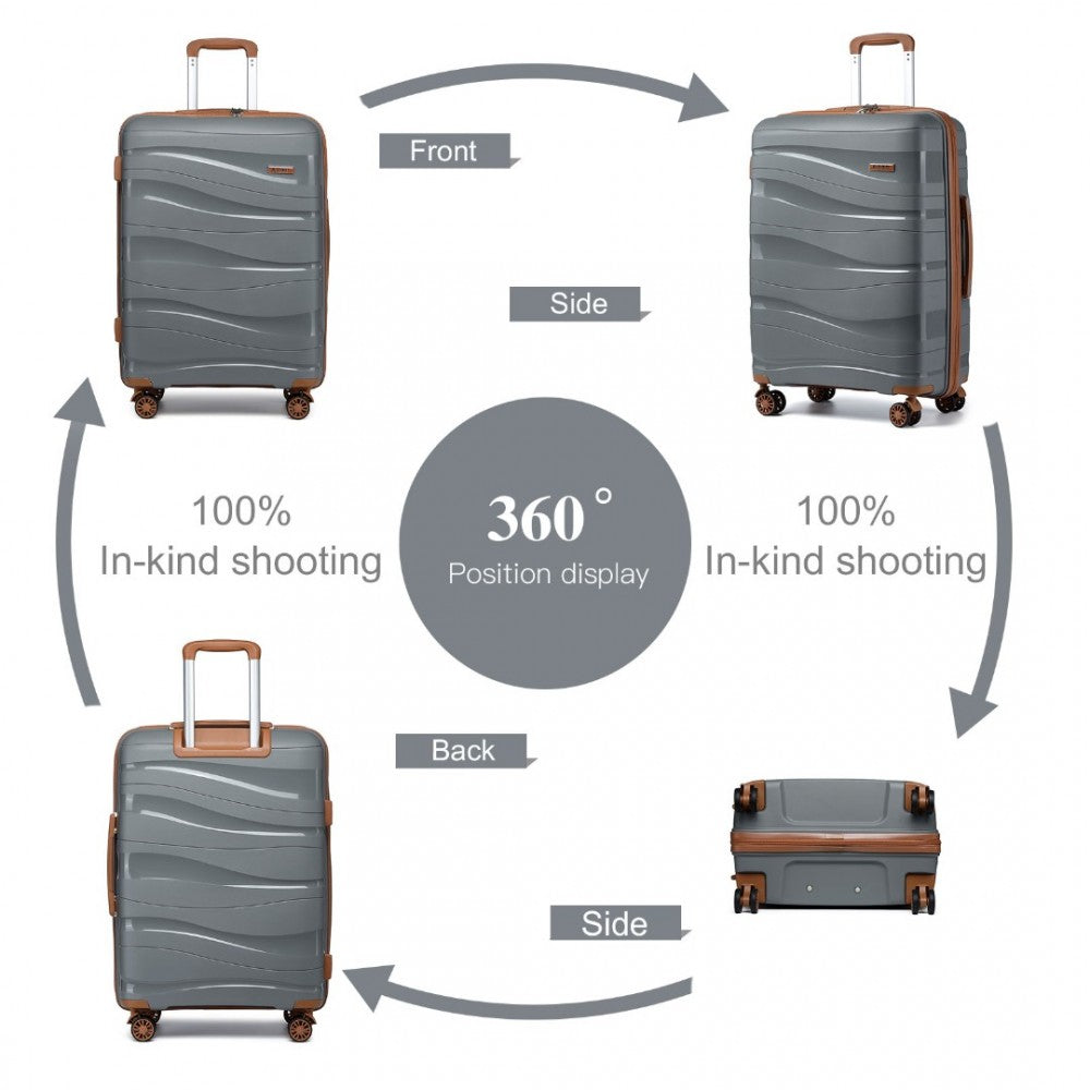 Lightweight Polypropylene Hard Shell Suitcase with TSA Lock – 24-Inch – Grey and Brown
