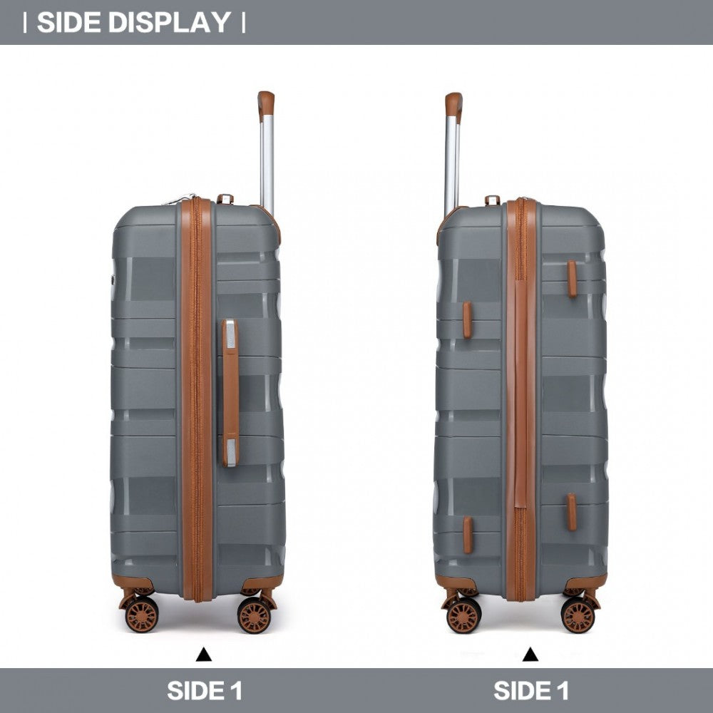 Lightweight Polypropylene Hard Shell Suitcase with TSA Lock – 24-Inch – Grey and Brown