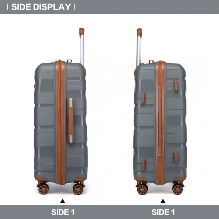 Lightweight Polypropylene Hard Shell Suitcase with TSA Lock – 24-Inch – Grey and Brown