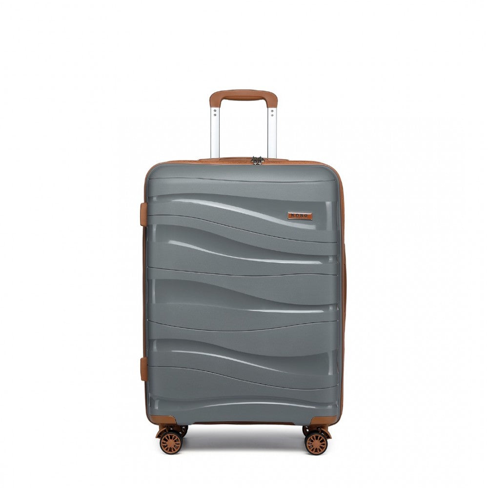 Lightweight Polypropylene Hard Shell Suitcase with TSA Lock – 24-Inch – Grey and Brown
