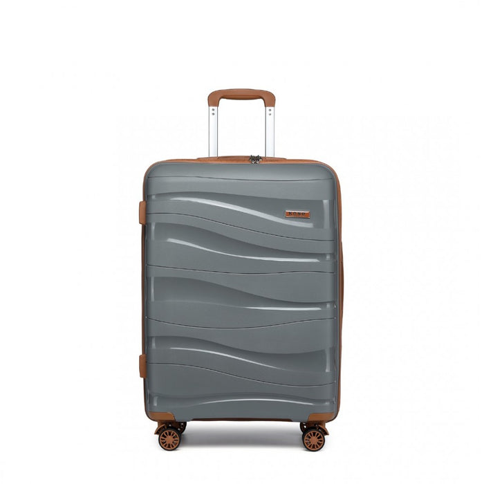 Lightweight Polypropylene Hard Shell Suitcase with TSA Lock – 24-Inch – Grey and Brown
