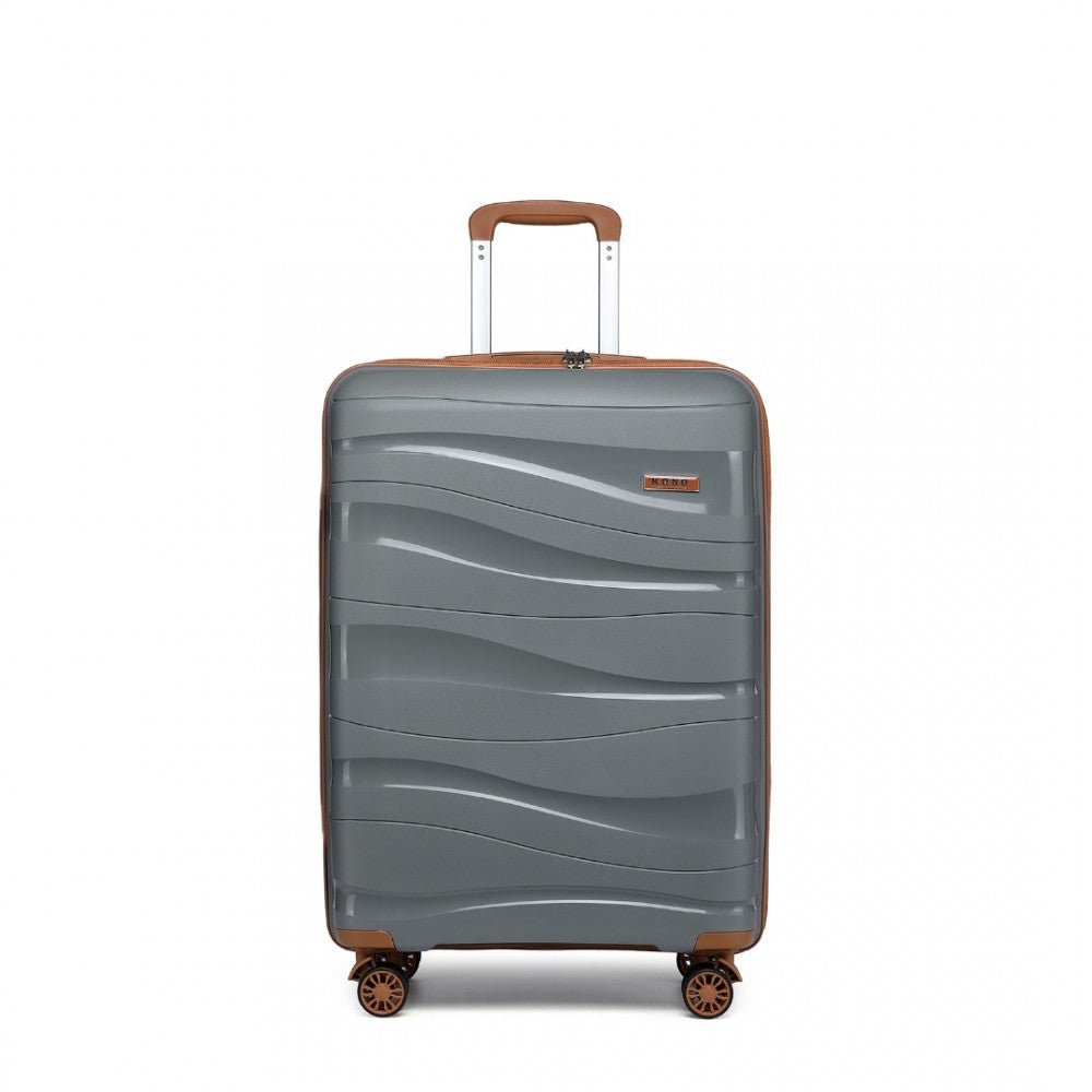 Lightweight Polypropylene Hard Shell Suitcase with TSA Lock – 20-Inch – Grey and Brown