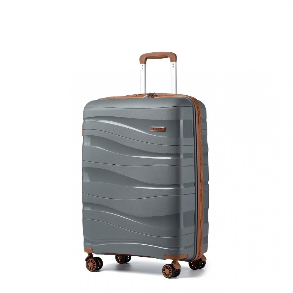 Lightweight Polypropylene Hard Shell Suitcase with TSA Lock – 20-Inch – Grey and Brown