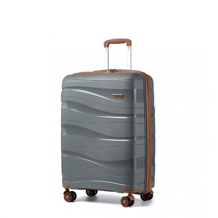Lightweight Polypropylene Hard Shell Suitcase with TSA Lock – 20-Inch – Grey and Brown