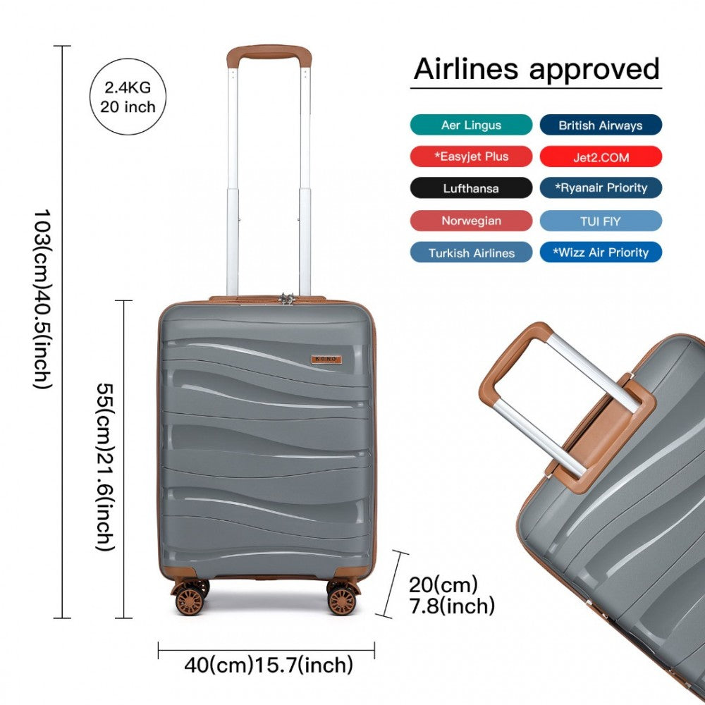 Lightweight Polypropylene Hard Shell Suitcase with TSA Lock – 20-Inch – Grey and Brown