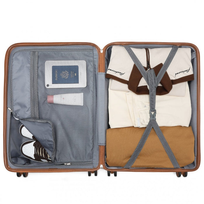Lightweight Polypropylene Hard Shell Suitcase with TSA Lock – 20-Inch – Grey and Brown