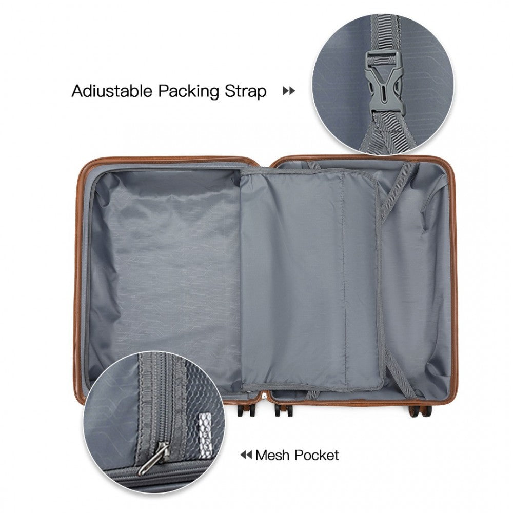 Lightweight Polypropylene Hard Shell Suitcase with TSA Lock – 20-Inch – Grey and Brown