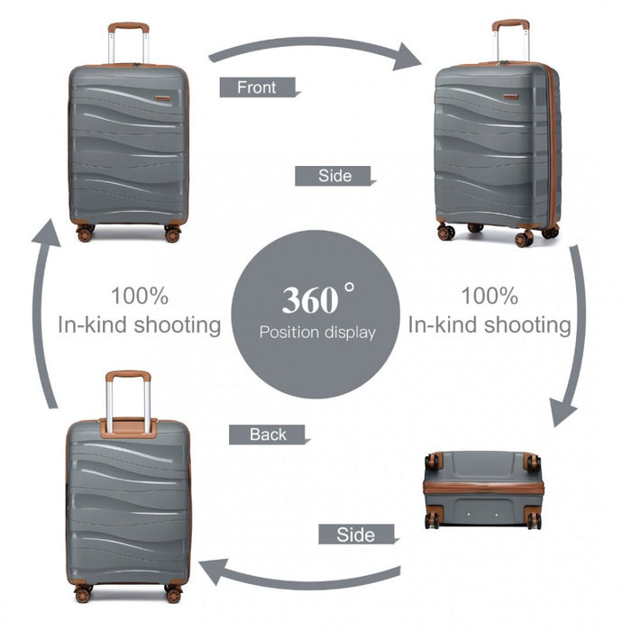 Lightweight Polypropylene Hard Shell Suitcase with TSA Lock – 20-Inch – Grey and Brown