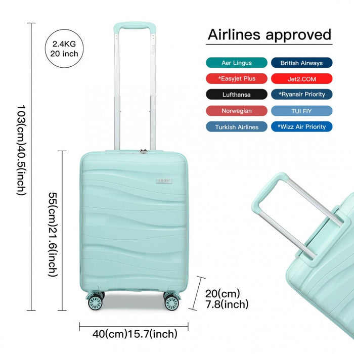 Lightweight Polypropylene Hard Shell Suitcase with TSA Lock – 20-Inch – Mint Green