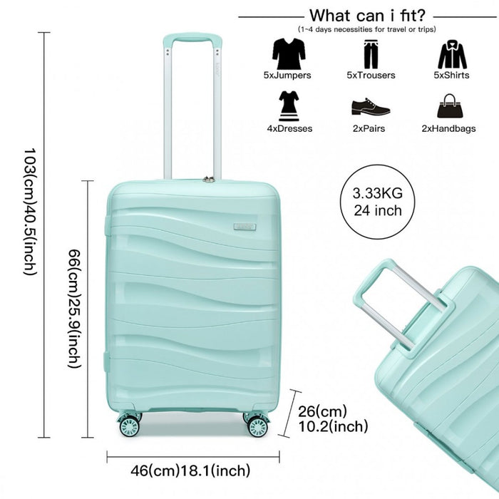 Lightweight Polypropylene Hard Shell Suitcase with TSA Lock – 24-Inch – Mint Green
