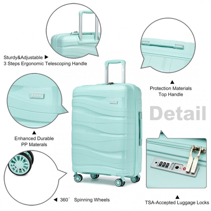 Lightweight Polypropylene Hard Shell Suitcase with TSA Lock – 24-Inch – Mint Green