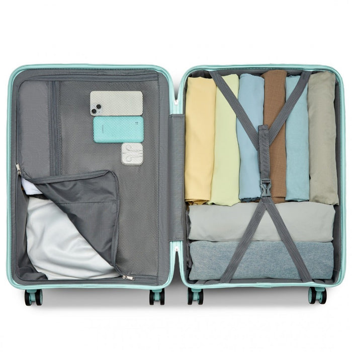 3-Piece Lightweight Polypropylene Hard Shell Suitcase Set with TSA Lock – Mint Green