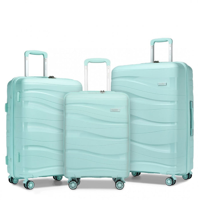 3-Piece Lightweight Polypropylene Hard Shell Suitcase Set with TSA Lock – Mint Green