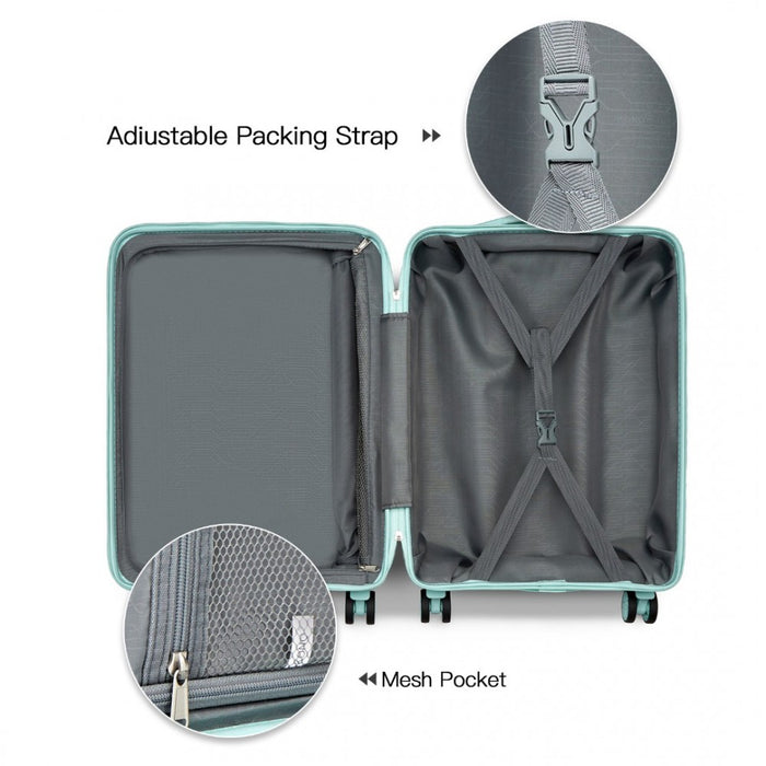 3-Piece Lightweight Polypropylene Hard Shell Suitcase Set with TSA Lock – Mint Green