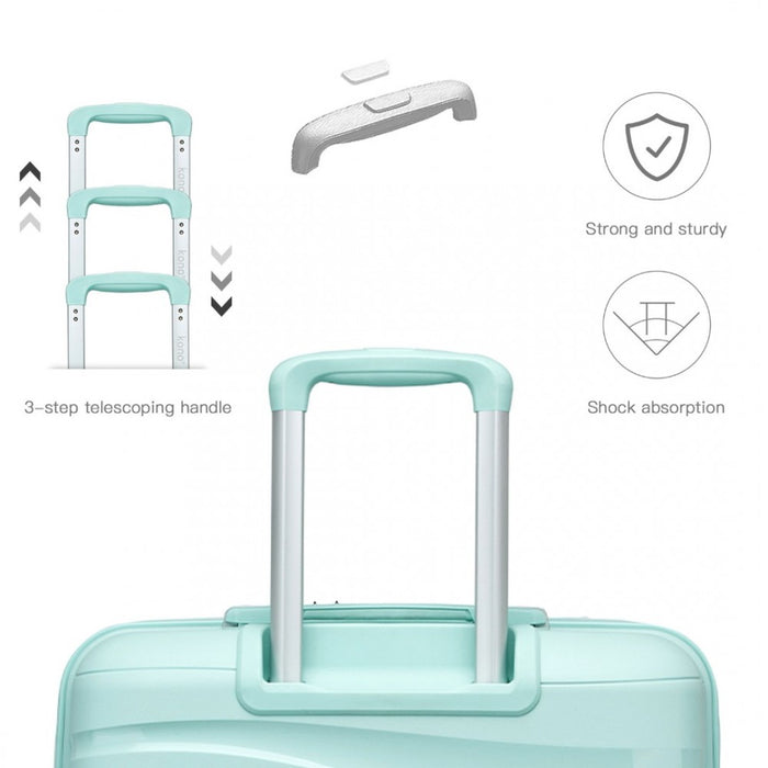 3-Piece Lightweight Polypropylene Hard Shell Suitcase Set with TSA Lock – Mint Green