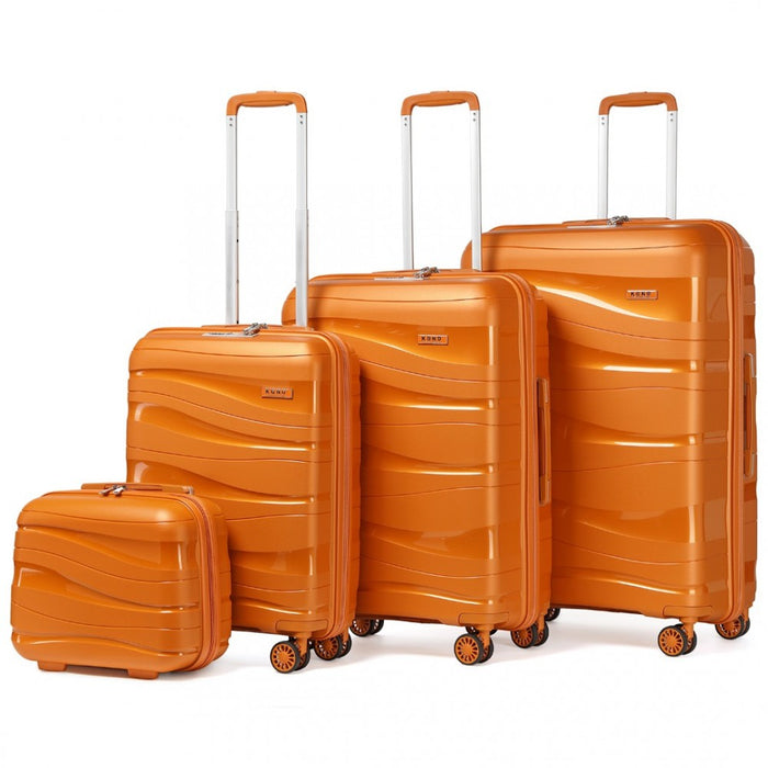 4-Piece Lightweight Polypropylene Hard Shell Suitcase Set with TSA Lock and Vanity Case – Orange