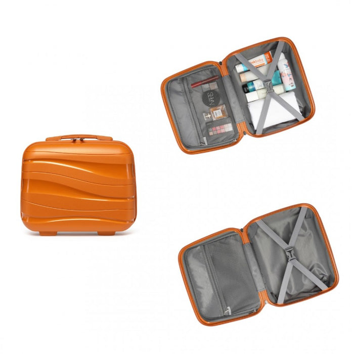 4-Piece Lightweight Polypropylene Hard Shell Suitcase Set with TSA Lock and Vanity Case – Orange