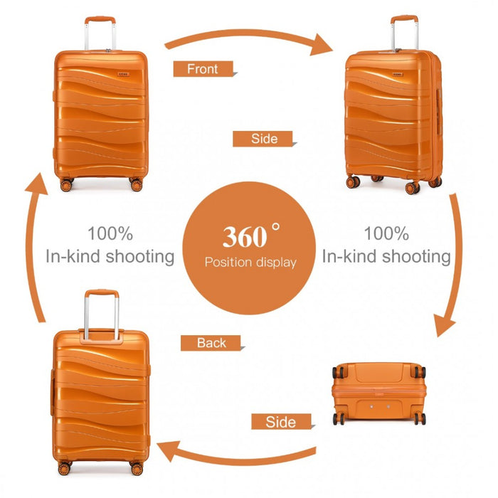 4-Piece Lightweight Polypropylene Hard Shell Suitcase Set with TSA Lock and Vanity Case – Orange