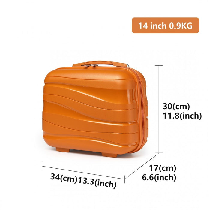 Lightweight Polypropylene Hard Shell Vanity Case – 14-Inch – Orange