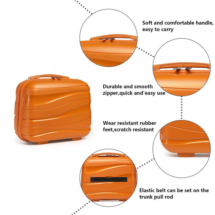 Lightweight Polypropylene Hard Shell Vanity Case – 14-Inch – Orange