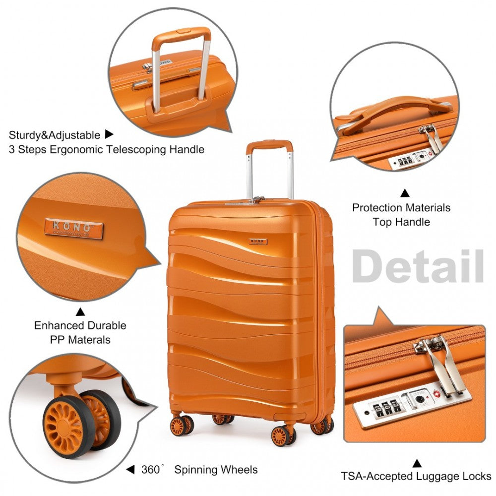 Lightweight Polypropylene Hard Shell Suitcase with TSA Lock – 20-Inch – Orange