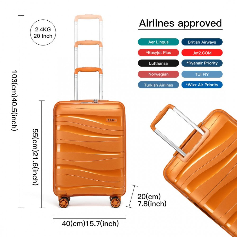 Lightweight Polypropylene Hard Shell Suitcase with TSA Lock – 20-Inch – Orange