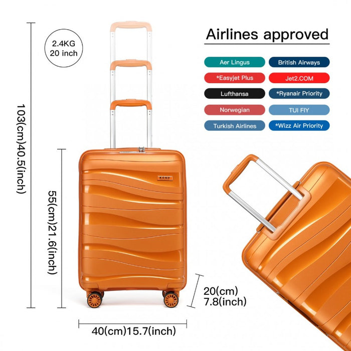 Lightweight Polypropylene Hard Shell Suitcase with TSA Lock – 20-Inch – Orange