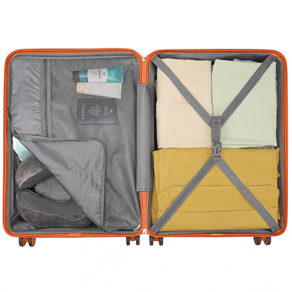 Lightweight Polypropylene Hard Shell Suitcase with TSA Lock – 24-Inch – Orange