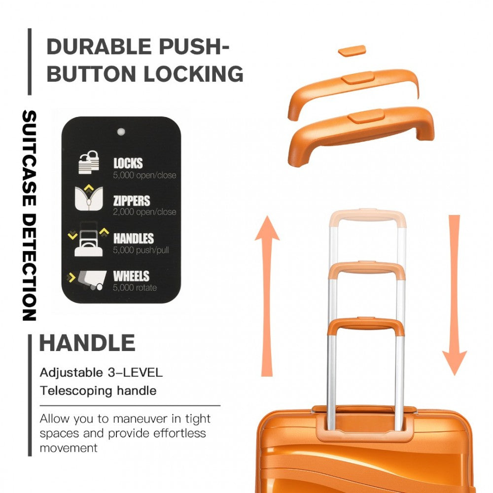Lightweight Polypropylene Hard Shell Suitcase with TSA Lock – 24-Inch – Orange