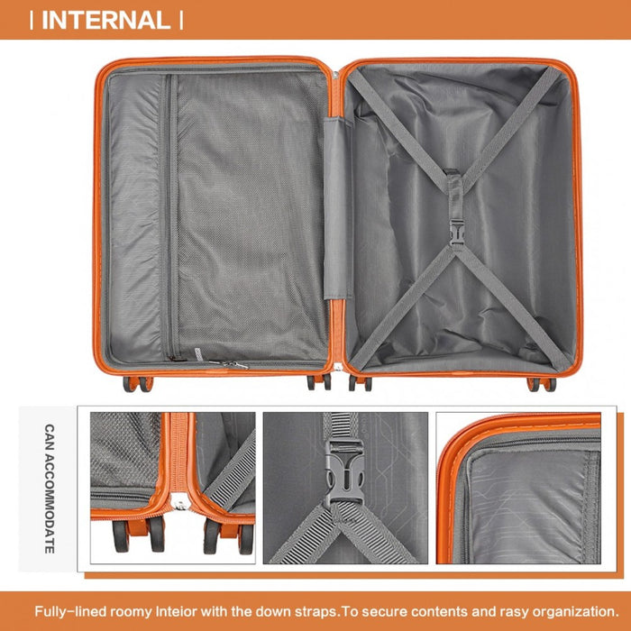 Lightweight Polypropylene Hard Shell Suitcase with TSA Lock – 24-Inch – Orange