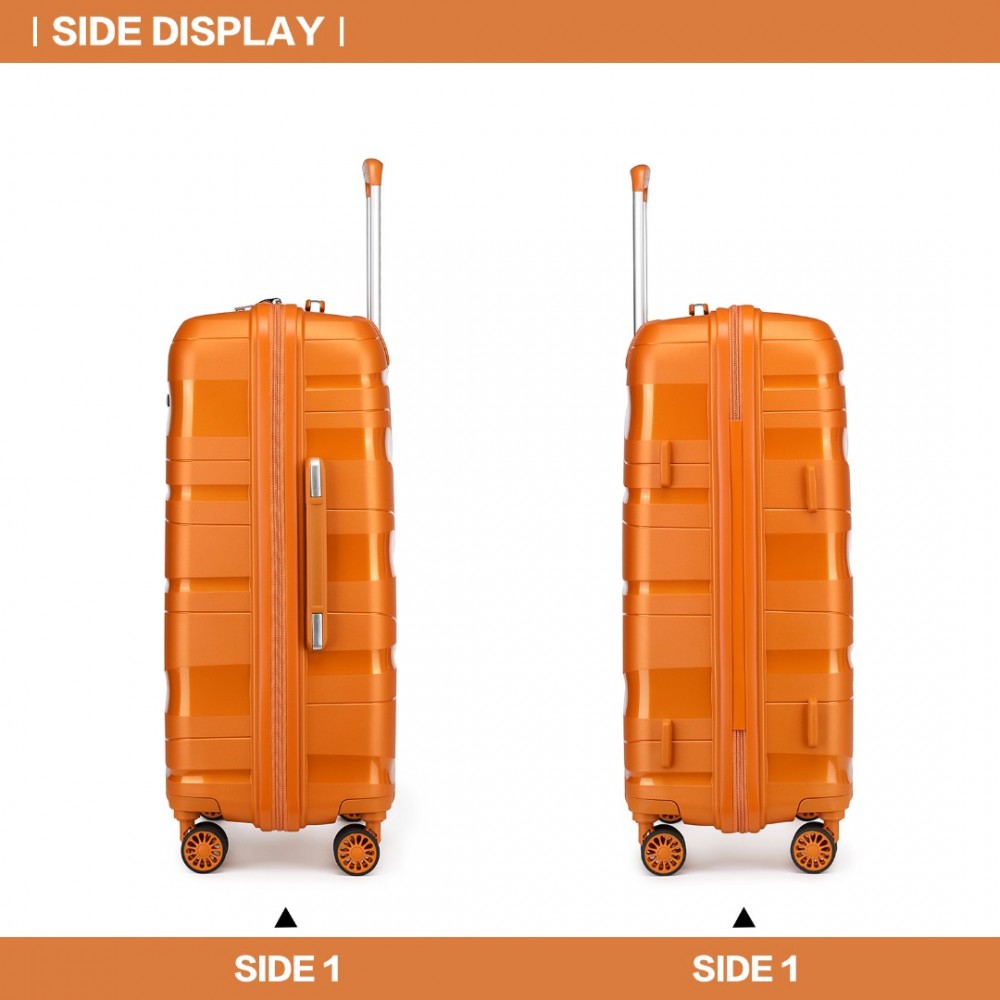 Lightweight Polypropylene Hard Shell Suitcase with TSA Lock – 24-Inch – Orange