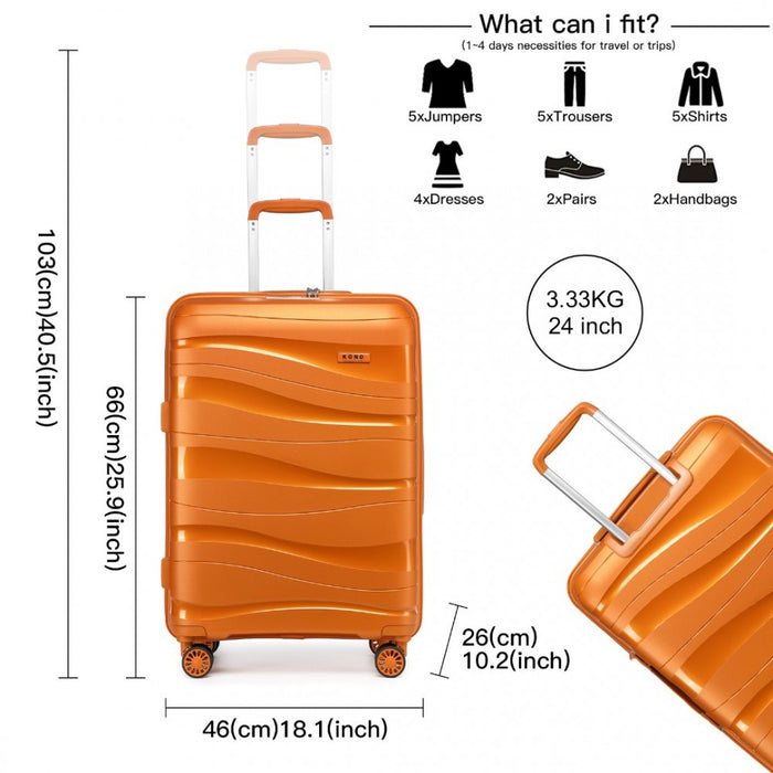 Lightweight Polypropylene Hard Shell Suitcase with TSA Lock – 24-Inch – Orange